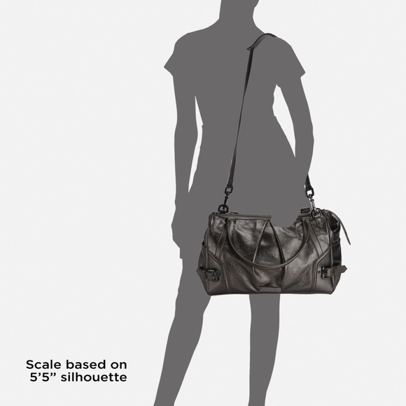 Burberry tote diaper bag metallic pewter leather